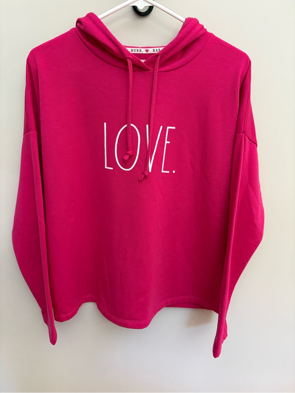 Rae Dunn LOVE Pink Hoodie Sweatshirt Medium Valentine's Pullover